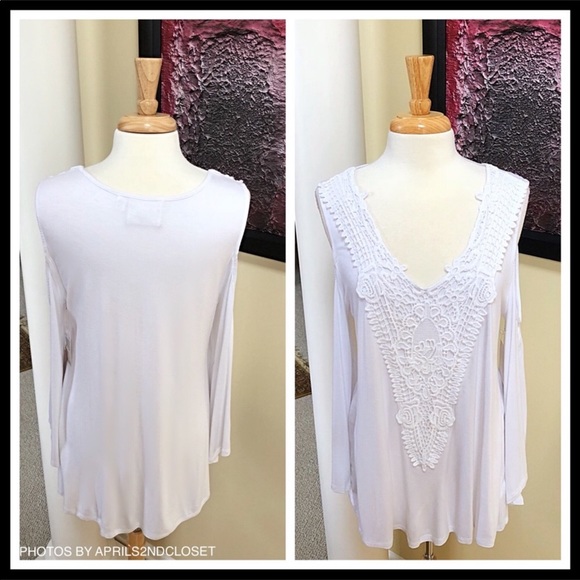 WHITE COLD SHOULDERS KNIT TUNIC SUMMER TOP A3C - Picture 3 of 8